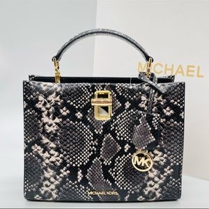 Michael Kors Medium Penelope Satchel Bag Leather Snakeskin